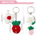 thumbnail image 2 of TRAHOO-4Pcs Crochet Strawberry Keychains Handmade Weaving Strawberry Flower Keychains Crochet Plush Keychain With Iron Rings Cute Hanging Charm Keyrings for Wallet Backpack Decoration, Mixed, 2 of 4