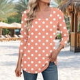 thumbnail image 2 of zbxnLI Plus Size Women's Square Neck Tops 3/4 Sleeve Shirts Polka Dot Casual Basic Tees Spring Summer Clothes, 2 of 5