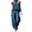 Blue, variant on Women Western Style 2 Piece Outfits, Neck Sleeveless Tank Top & Loose Wide Leg Suede Pant Set, Casual Outdoor Vacation Matching Suit S-XXXL