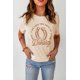 thumbnail image 3 of ABPHQTO Camiseta de manga corta con estampado gráfico de letras Darling caqui para mujer, 3 of 5