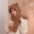 thumbnail image 4 of MIASHUI Women's Bear Ear Hat and Scarf Set Lined Winter Cap with Built-in Scarf Cute and Warm Coffee, 4 of 9