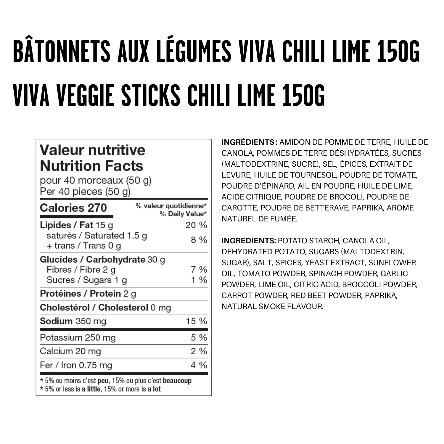 Yum Yum Viva vegetable sticks chili lime 150g