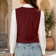 thumbnail image 2 of HomeDM Women's Faux Suede Vest V Neck Button Down Waistcoat with Pockets Sleeveless Jacket, 2 of 9