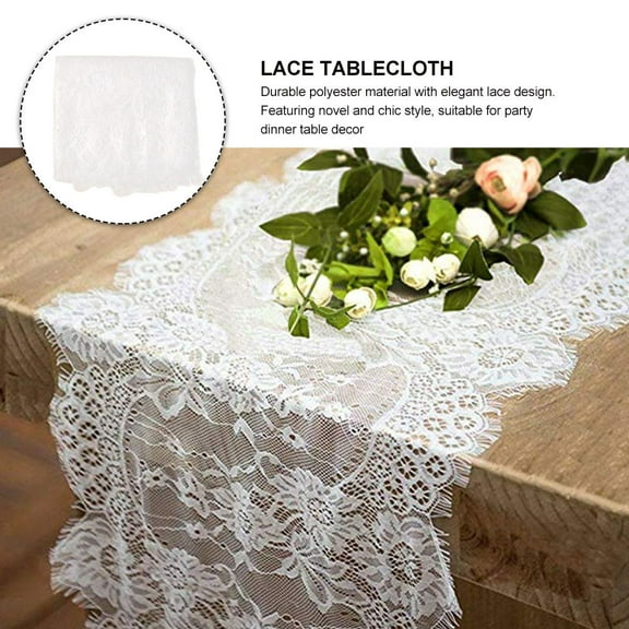 WHAMVOX Elegant Tablecloth Decorative Party Lace Hot Pink Cover White