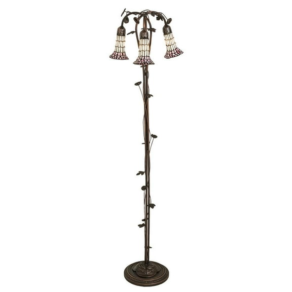 Meyda Lighting 58" High Stained Glass Pond Lily 3 Light Floor Lamp