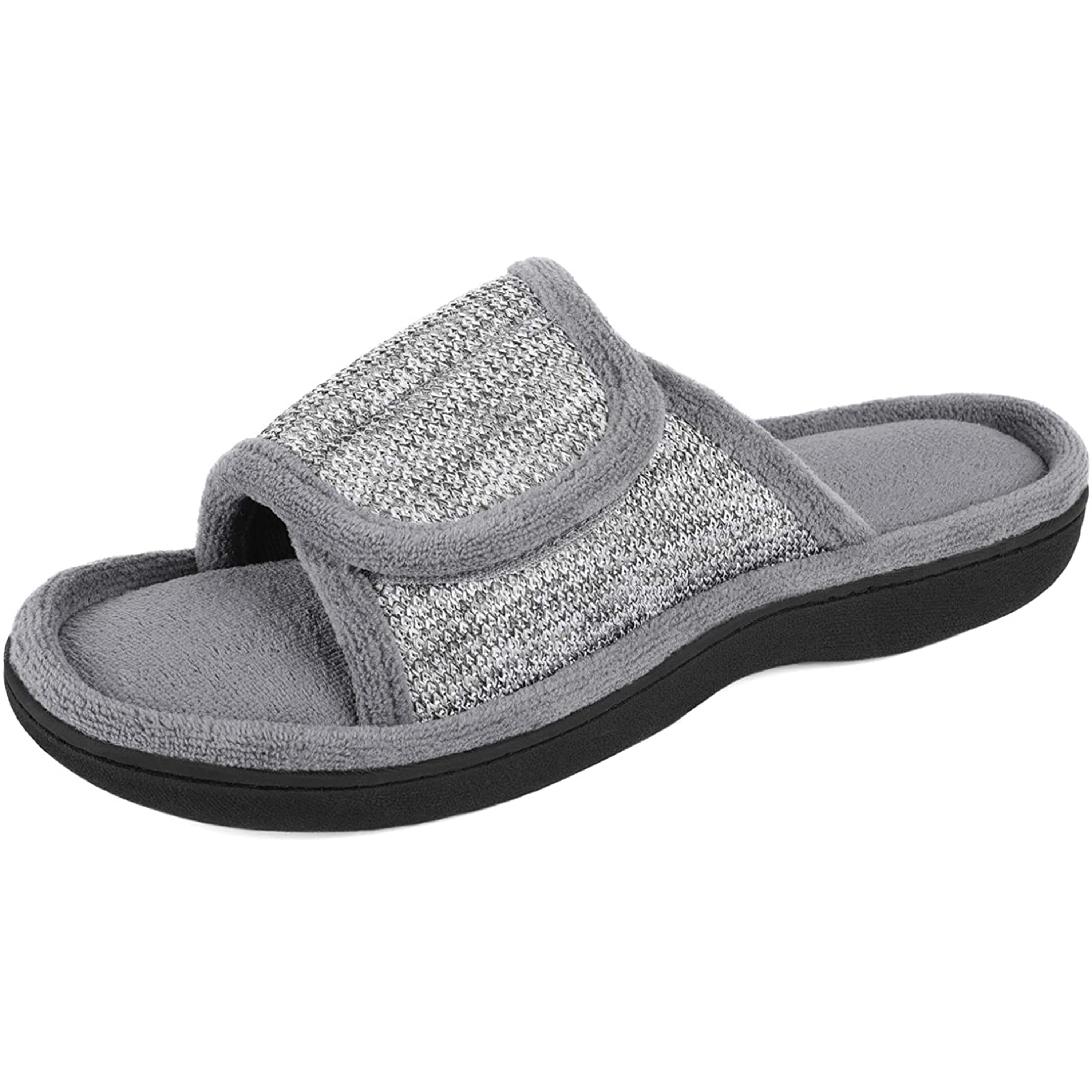 RockDove Womens Floral Lined Adjustable Slipper with Memory Foam 