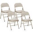 thumbnail image 1 of HOMCOM Metal Folding Chairs with Linen Cushion Foldable Chairs Beige, 1 of 10