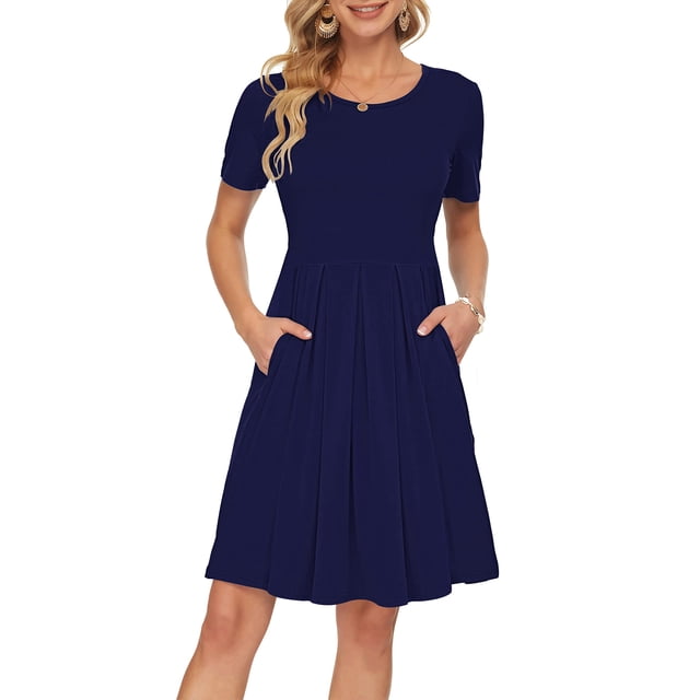 Vestido AUSELILY de verano para mujer, manga corta, largo hasta la rodilla