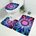 thumbnail image 2 of Colorful Tie Dye Flame Flower Pattern Bathroom Rugs Sets 3 Piece,Toilet Cover Set,Absorbent Non Slip Bathroom Mats Sets with U-Shaped Contour Rug Toilet Rug Set, 2 of 5