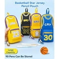 thumbnail image 2 of Pencil Pouch Basketball Jersey-Shaped Large Capacity Fashionable Minimalism + 6 Gel Pens & Sneaker Keychain (Yellow 23), 2 of 10