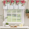 thumbnail image 2 of Christmas Curtain Valances for Windows, Kitchen Valance Window Treatments Panel 2 Pack, Winter Poinsettia Berry Farmhouse Wooden Grain Rod Pocket Short Curtains for Bathroom Bedroom 42 x 12 Inch, 2 of 8