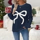 thumbnail image 5 of Suéter de Punto Y2K para Mujer, Cuello Redondo, Larga, Jersey de Punto Extragrande con Ribete en Contraste. Azul Marino M, 5 of 7