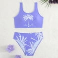 thumbnail image 2 of Girl Swimsuit Bikini Set Tropical Print Bathing Suit Two Piece Girls'swimwear Purple 7 Years-8 Years, 2 of 7