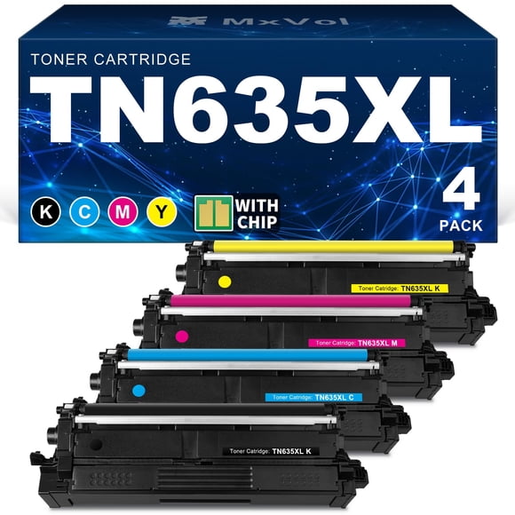 Cartucho de tóner MxVol TN635XL, paquete de 4, alto rendimiento