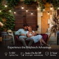 thumbnail image 3 of Brightech Ambience Pro Solar Powered LED Outdoor String Lights 48ft, Waterproof Shatterproof 1W Edison Bulbs with Remote Control, 3000K Neutral White, 3 of 9