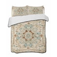 thumbnail image 2 of Sage Green Orange Floral Queen Size Down Alternative Comforter, Lightweight Comforter Quilt Bedding Set with Pillow Shams Boho Vintage Botanical Ethnic All Seasons Bed Comforter Duvet Insert 90"x96", 2 of 7