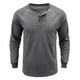 thumbnail image 2 of Blusas y camisas de manga larga con cuello redondo para hombre, suéter deportivo informal de color liso con cuello redondo y botones, blusas de manga larga con cuello redondo, blusa de poliéster para, 2 of 4