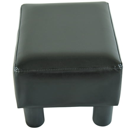 Faux Leather Ottoman Footrest Sofa Side, Small Black Leather Ottoman