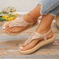 thumbnail image 2 of Womens Flat Thong Sandals Round Open Toe Flip Flops Slip On Slide Dressy Summer Beach Walking Shoes Flower Flats, 2 of 9
