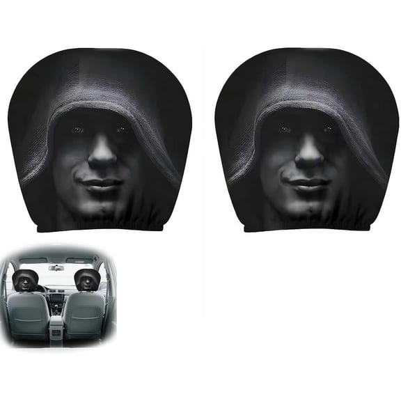 Car Headrest Covers with Horror Face Design, Universal Seat Cover Decor for SUVs,2PCS