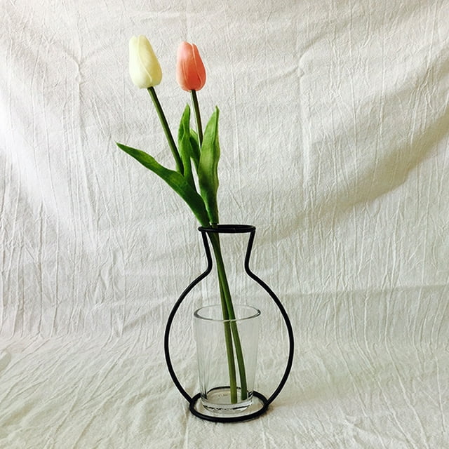 Agiferg New Nordic Minimalist Abstract Vase Black Iron Brief Vase Flower Racks Ornaments