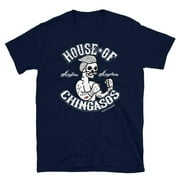 House of Chingasos Vintage Greaser Navy Cotton T-Shirt Unisex Regular Fit, M