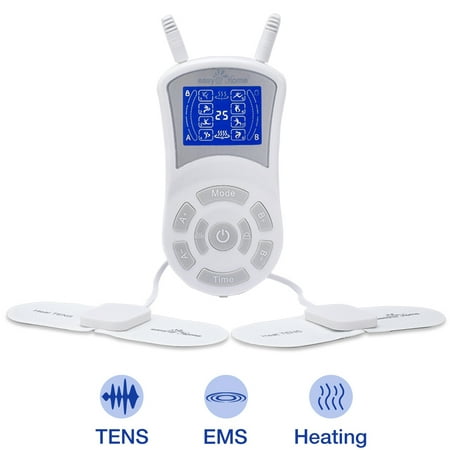 Easy@Home Professional Rechargeable TENS Unit + Heat Therapy + EMS , Portable Pain Management and Muscle Stimulator Massager, Pain Relief Therapy Device