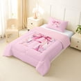 thumbnail image 2 of Manfei Pink Watercolor Bow Letter H Twin Comforter Sets for Girls, Cute Initial Bows Bedding Set, Pink Reversible, 2-Piece, 2 of 6