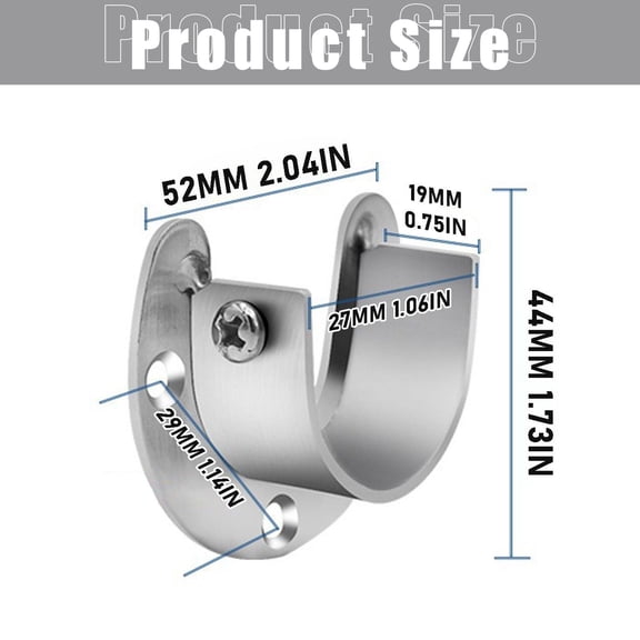 25mm Shower Curtain Rod Bracket Support Holder Heavy Duty Wall Mounted Shower Rod Mounting Bracket for Bathroom Curtain Rod Fixing