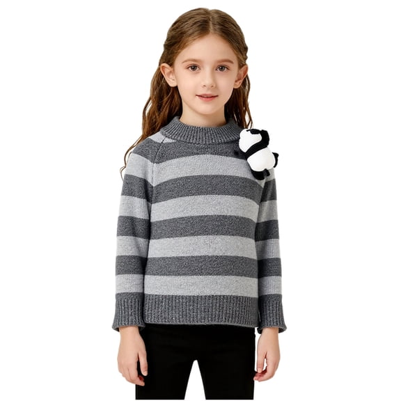KyCheLot Girls Striped Sweaters Knit Pullover Casual Long Sleeve Loose Warm Cute Sweater Tops Playwear 1-8 Years