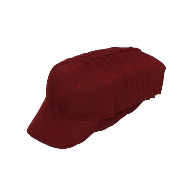 Top Headwear 12-Pack Adjustable Baseball Hat - Burgundy