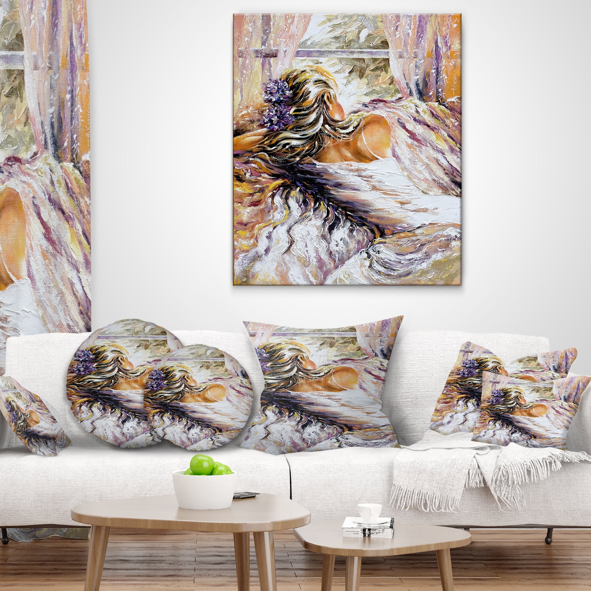 Designart The River over the Girl - Abstract Throw Pillow - 18x18