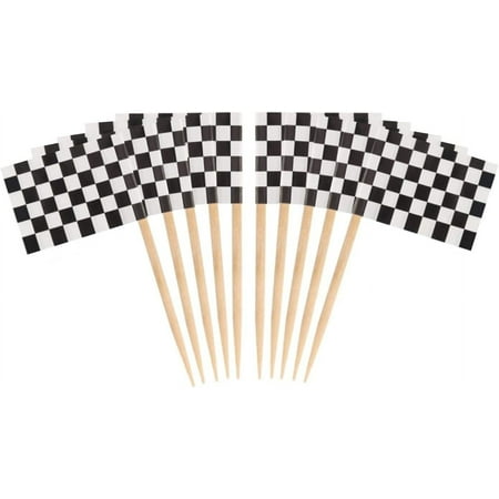 

100 Pcs Checkered Racing Flag Checkered Racing Toothpick Flag Small Checkered Mini Stick Cupcake Toppers Flags Food Bar Cake Flags Toothpick Flag