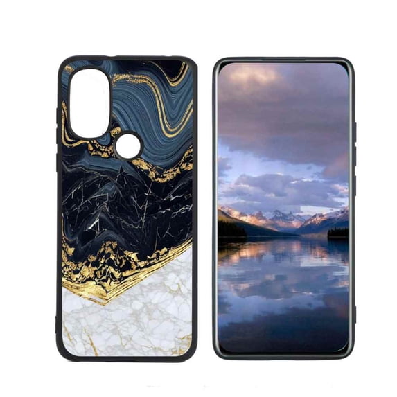 Compatible with Moto G Power 2022 Phone Case, White-Golden-Marble-110-jpg-7-2 Case Men Women, Flexible Silicone Shockproof Case for Moto G Power 2022