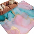 thumbnail image 2 of Teal Pink Marble Area Rug 5x8 FT, Non Slip Bedroom Throw Carpet, Abstract Ink Painting Modern Luxury Washable Soft Floor Carpet Non-Shedding Rug for Living Room Nursery Dorm Office, 2 of 9