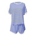 thumbnail image 6 of WAYUTE Womens Sets 2 Piece Outfits Casual Loose Fit Striped Knit Short Sleeve T Shirts Top and Shorts Trendy Summer Outfit, 6 of 6