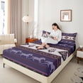 thumbnail image 4 of jejeloiu Retro Boho Aztec Twin Sheet Sets,Rustic Farmhouse Tribal Twin Fitted Sheet,Purple Horse Silhouette Flat Sheet For Teens,Microfiber Bedroom Decor,3 Pieces, 4 of 7