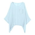 thumbnail image 3 of ZHENHONG Women's Cotton and Linen Spring Summer Loose Pocket Short Sleeved T Shirt Going Out Tops, 3 of 9