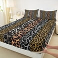 thumbnail image 3 of Manfei Leopard Cheetah Print Queen Sheet Sets, Grey Brown Geometric Abstract Flat Sheet, Modern Fashion Queen Fitted Sheet, Super Cozy Room Decor, 4-Piece, 3 of 7