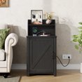 thumbnail image 6 of Miniyam Farmhouse Nightstand with Charging Station, USB Ports, Adjustable Storage for Bedroom, Black, 6 of 7