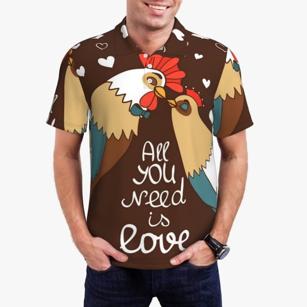 Balery Rooster And Chicken Camisa Polo de Hombre con Estampado, de Manga Corta y Tejido Medio, Camisa Tipo Golf Polo-3X-Large