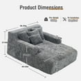 thumbnail image 3 of Homefun 61" Chenille Sofa Bed Oversized Chaise Lounge No Assembly Storage Pocket 3 Pillows Indoor for Living Room Bedroom, 3 of 7