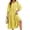 Yellow, variant on Womens Casual 3/ 4 Sleeve Shirt Dress Button Down V Neck Tiered Collared Flowy Maxi Dress