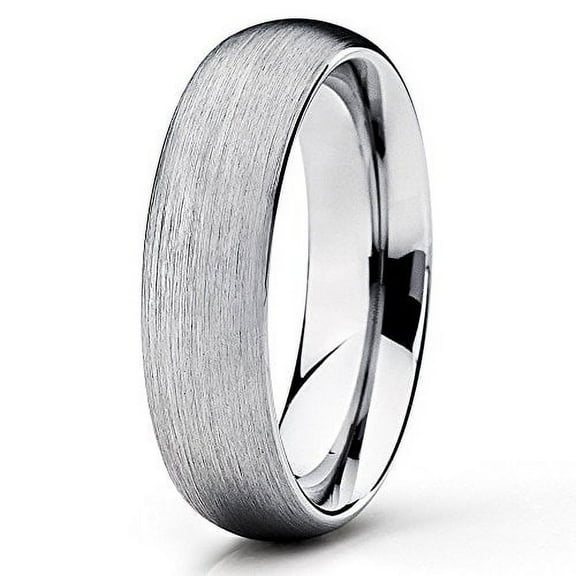 Silly Kings Silver Tungsten Wedding Band 6mm Tungsten Carbide Ring Men & Women Comfort Fit 13