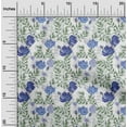 thumbnail image 1 of oneOone Polyester Lycra Blue Fabric Flower & Leaves Watercolor Craft Projects Decor Fabric Printed By The Yard 56 Inch Wide, 1 of 4