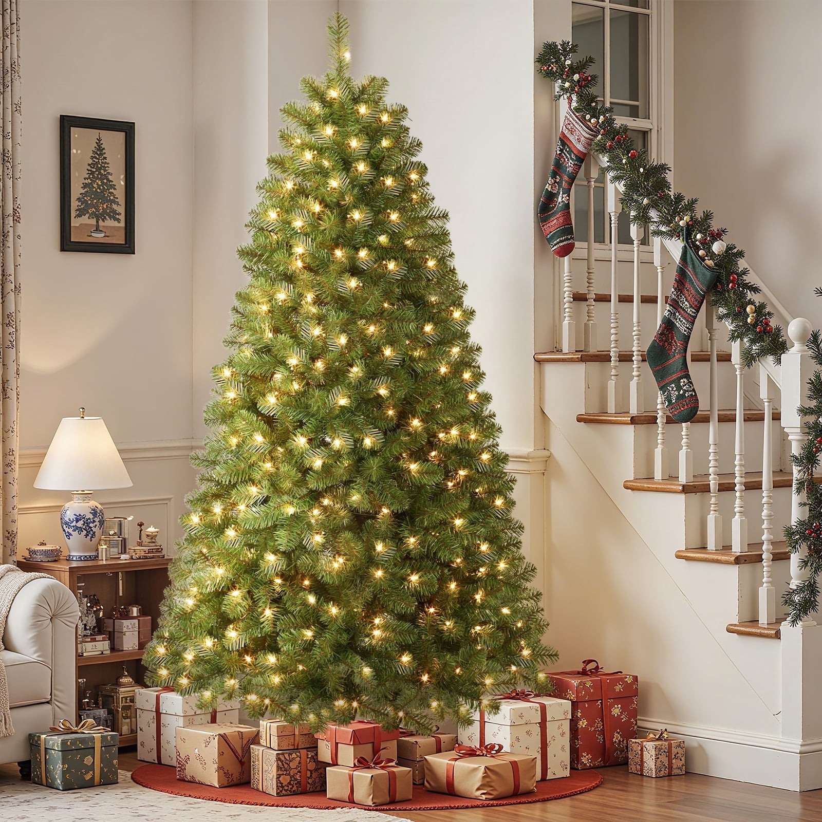 Lolsea 7ft Pre-Lit Premium Artificial Christmas Tree, Warm White photo 1
