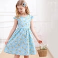 thumbnail image 2 of Gubotare Flower Girl Dresses Spring Skater Dress Casual Summer Short Sleeve Dress Infant to Little Kid (Blue,Size 18-24 Months), 2 of 5