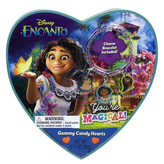 Disney Encanto Fruit Flavor Gummy Heart Box with Charm Bracelet 3.17oz