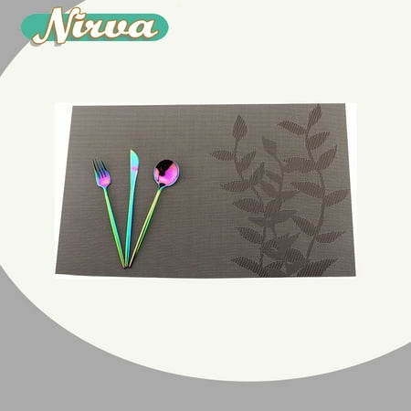 

Vinyl Coffee Floral Placemats Set of 6 Heat Resistant Placemat for Dining Table Indoor Outdoor Crossweave Woven Vinyl Kitchen Table Mats Non Slip Wipe Clean