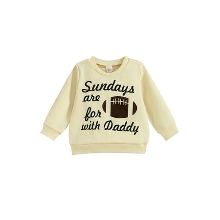 

IZhansean Toddler Baby Boy Girl Football Sweatshirt Long Sleeve Pullover Sweater Tops Fall Clothes Beige 9-12 Months
